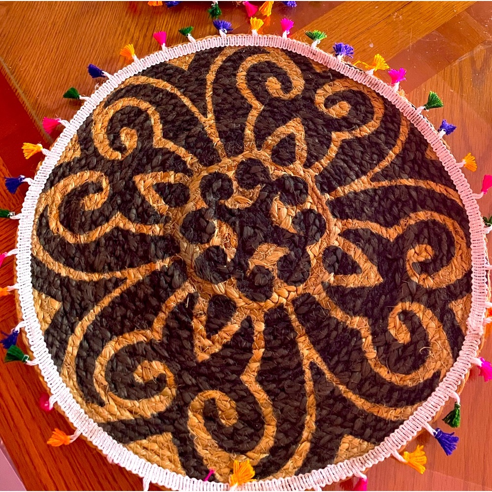 Bohemian Jute Table Mat. Set of 2.